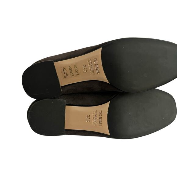 NEW The SELLER Block Heel Pump •37.5/. 7• Brown Suede Round Toe Heel Shoes ITALY - Picture 6 of 9